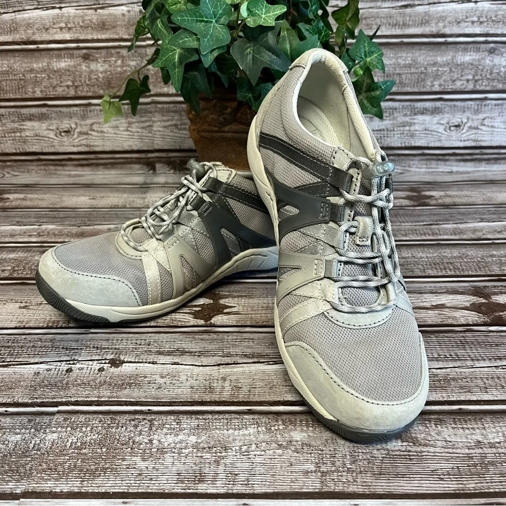 Dansko Henriette Gray Tan Suede Leather Sneaker Size 38 - Picture 4 of 13